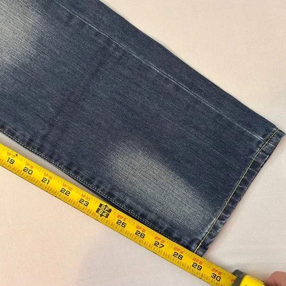 Christian Audigier Mens 33x29 Distressed Blue Designer Jeans‎ Y2K Streetwear - Picture 10 of 11